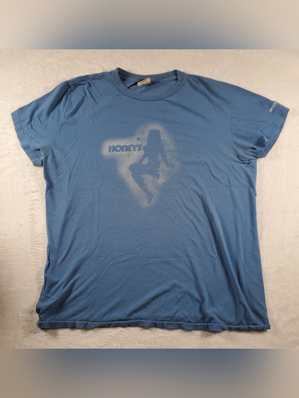 Vtg AMERICAN EAGLE Honey's T-shirt Blue Slim Fit Medium Y2k READ